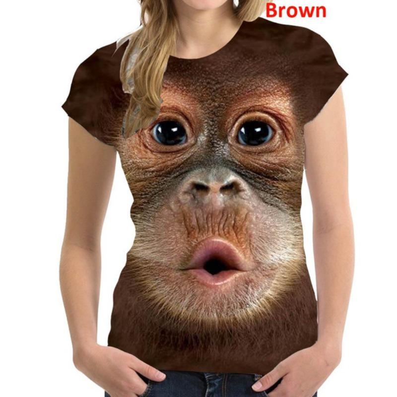 2025 New Fashion Casual Women's 3D Gorilla Funny Monkey T Shirt 3D Printing Summer Cool Short Sleeve Shirt