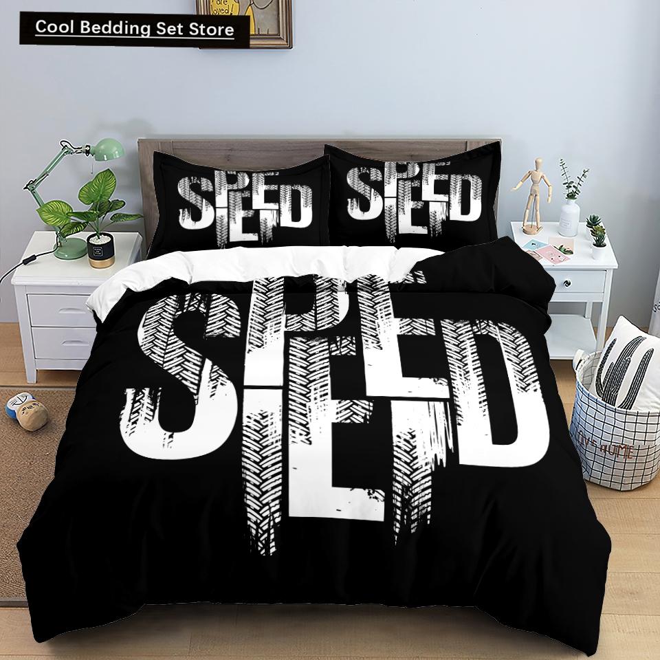3D Car King Queen Duvet Cover Vintage Lightweight Train Bedding Set for Teens Adult Racing Supercar 2/3pcs Polyester Quilt Cover