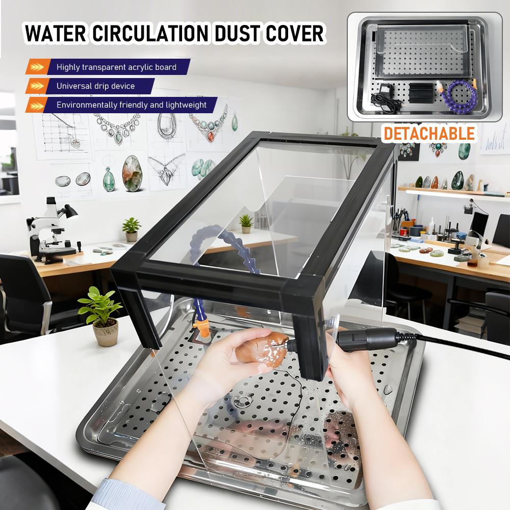 TUNGFULL Acrylic Dust Box with Water Circulation for Jade Gem Stone Carving Polishing - Dust Proof Protective Workbench