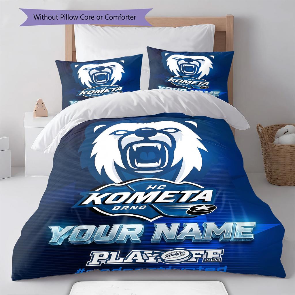 Custom Name HC Kometa Brno Bedding,Quilt Set Quilt Cover Pillowcase Home Birthday Gift(1 * duvet cover + 2 * pillowcase, without core) -HE66