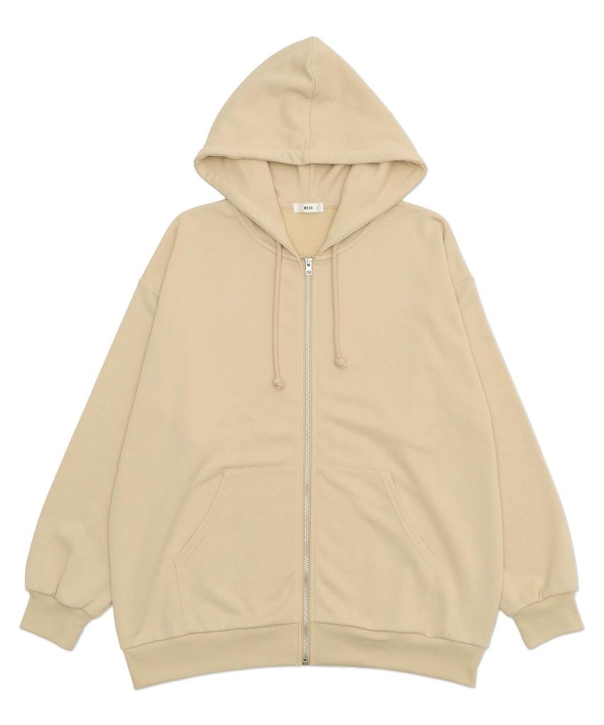 WEGO Big Zip Loose Plus Size Long for High School and Perfect for and Fall and Winter F Type Beige Women's Hoodie, Fit, Sweatshirt, Sleeve, Students,