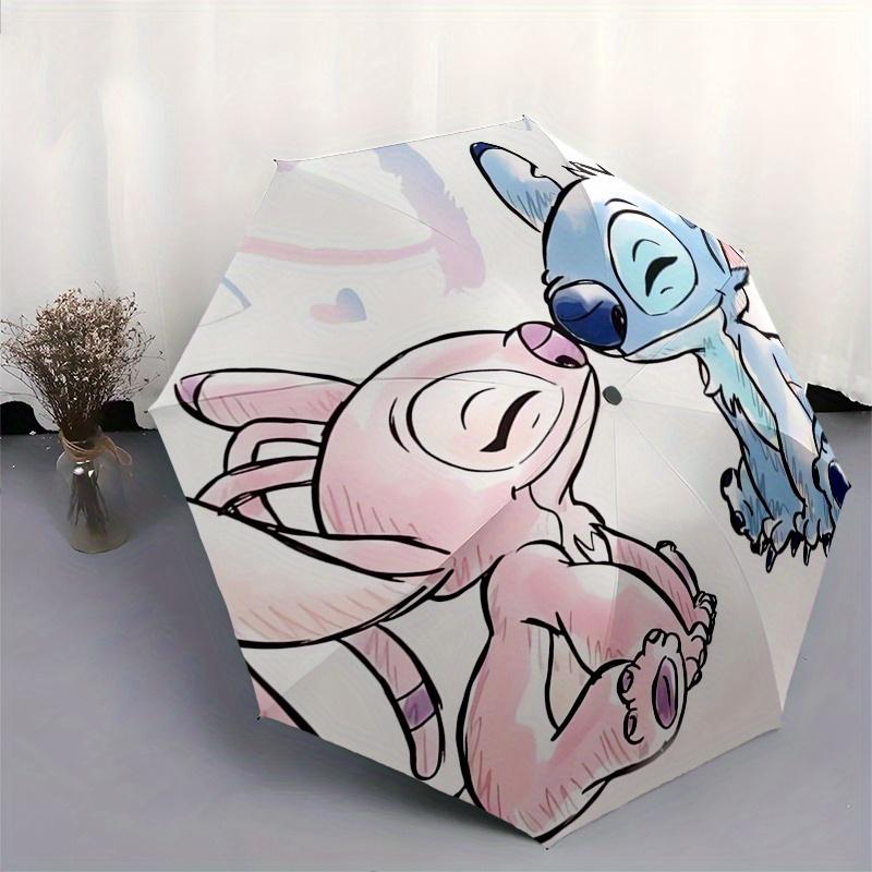 1pc Lilo Stitch Automatic Folding Umbrella: Compact 8-Bone Design Cartoon Outdoor Travel Companion, Business Umbrella, Christmas Valentine's