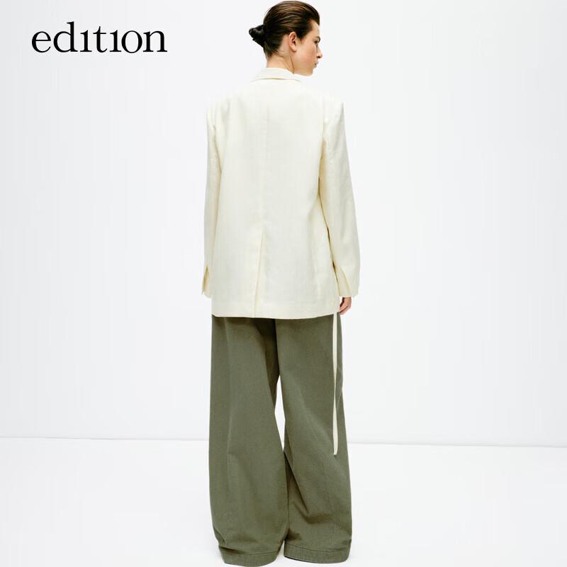 Edition Women's Pleated Wide-Leg Cotton Cargo Pants