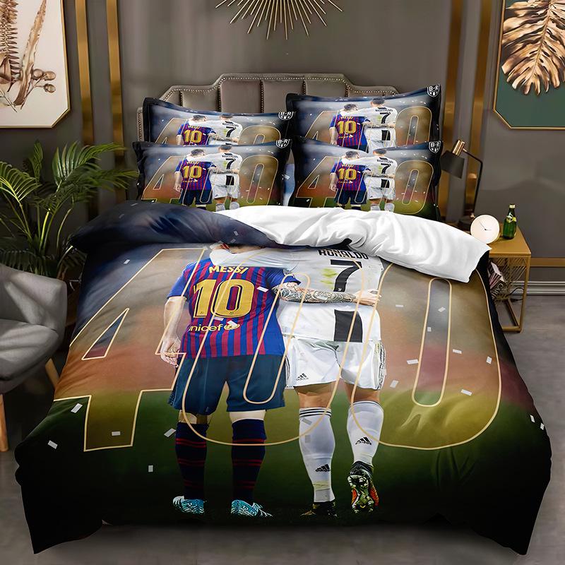 Ronaldo Messi 3D Print Football Star Duvet Cover & Pillowcase Set