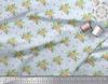 Soimoi Blue Japan Crepe Satin Fabric Stripe & Anemone Floral Fabric Prints By metre 42 Inch