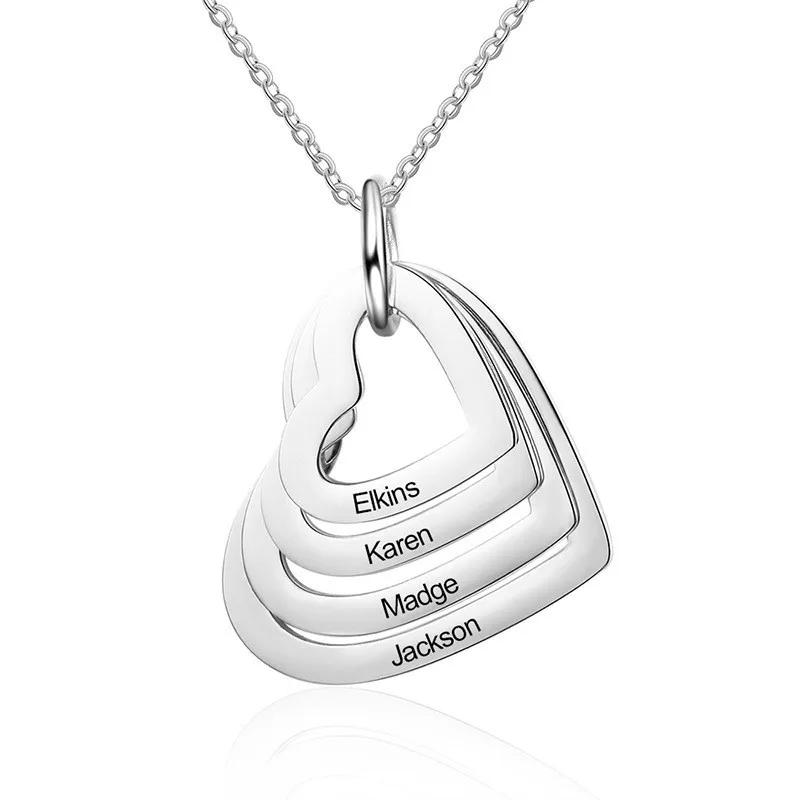 Custom Stainless Steel Engraved Necklace For Lover Family Gift Personalized Heart Pendant Jewelry steel