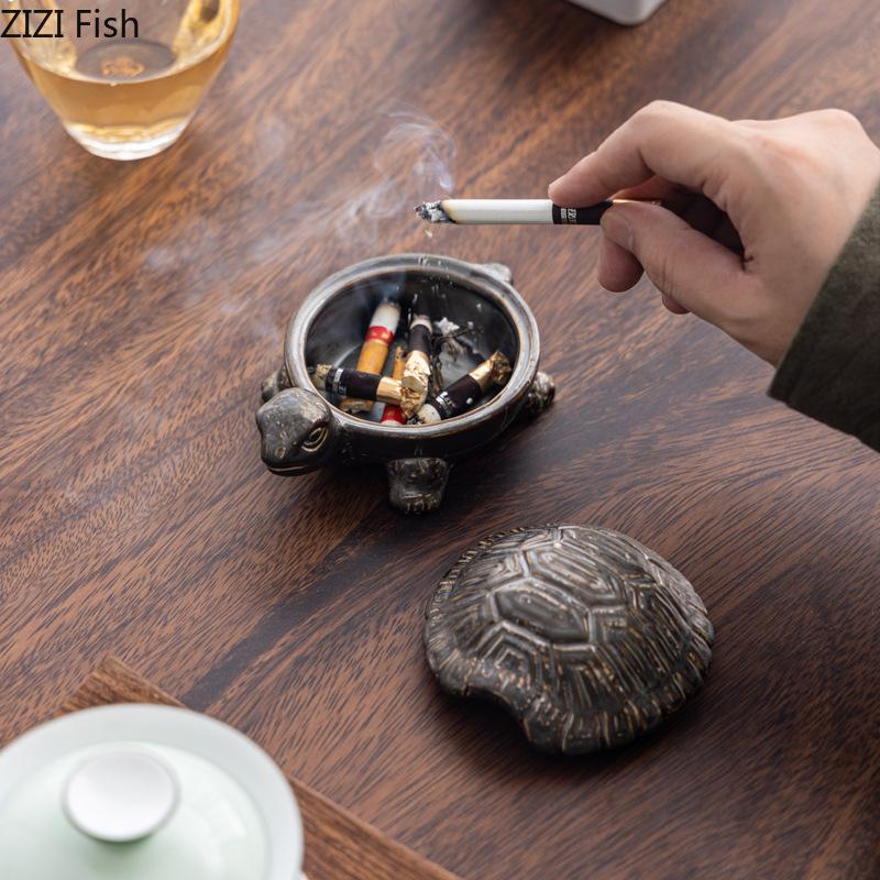 Creative Turtle Ashtray Ceramic Ash Tray Office Table Desktop Standby Smoking Accessories for Weed Ashtrays Gift for Boyfriend