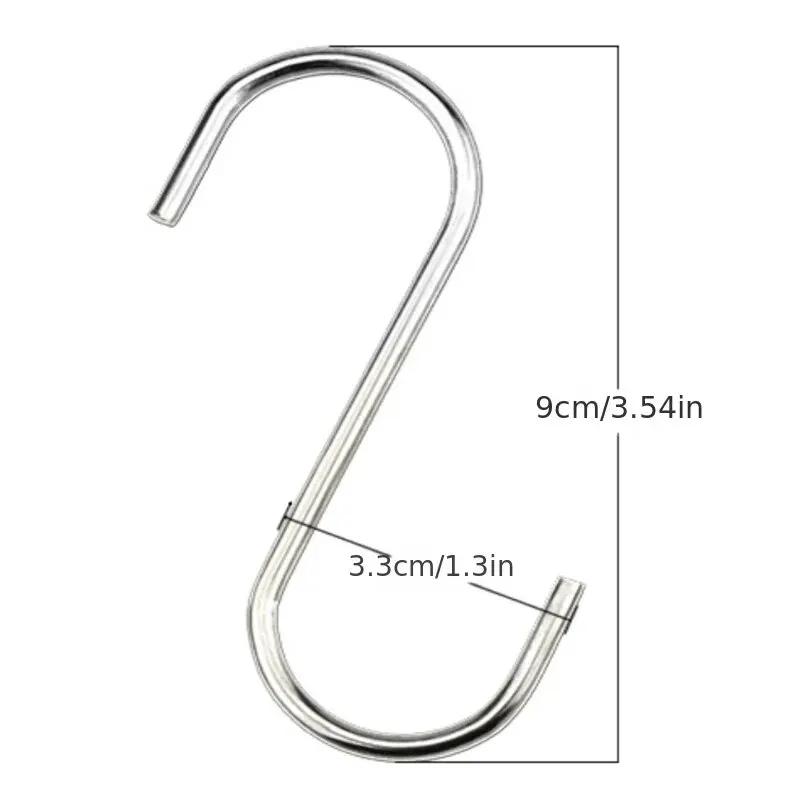 10pcs Stainless Steel S Shaped Hook Kitchen Bathroom Clothing Hooks Multi-functional Metal Hanging Hook