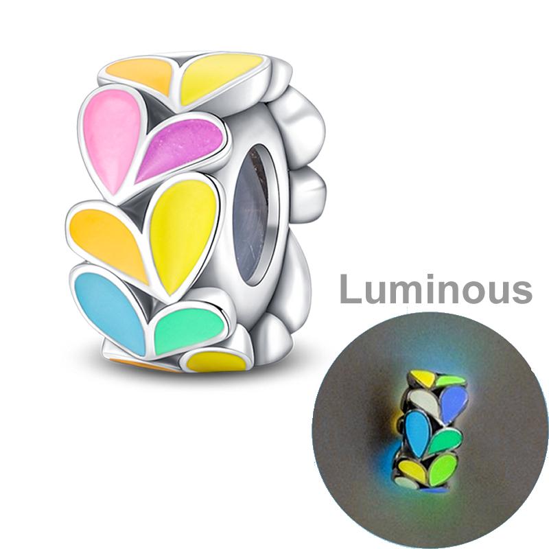 Genuine copper Colorful Luminous Charm Bead Charms Bead Shell Turtle Butterfly Star Shape Dangle Accessories Bracelets Do It Yourself Jewellery Markin