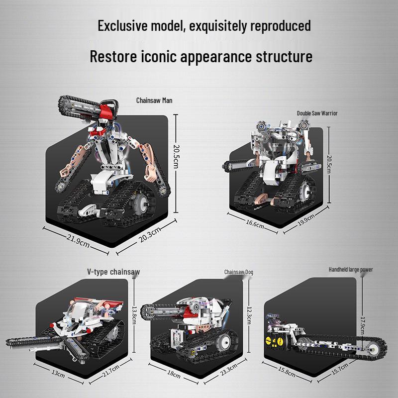 Dual Control 5-in-1 Chainsaw Robot Building Blocks: Educational Toy Gift for Kids