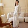 2025 Purple Tulip Print Cotton Double Gauze Loungewear Lapel Long Sleeve Trousers Comfortable Pajama Set Loose Elegant 2 Piece