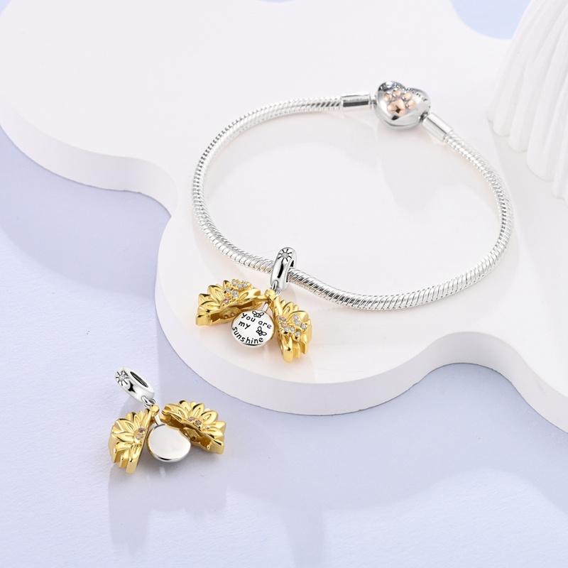 Original New Product Copper Color Butterflies And Flowers Series Charms Fit Pan Bracelet Diy Beads Woman Jewelry Deals