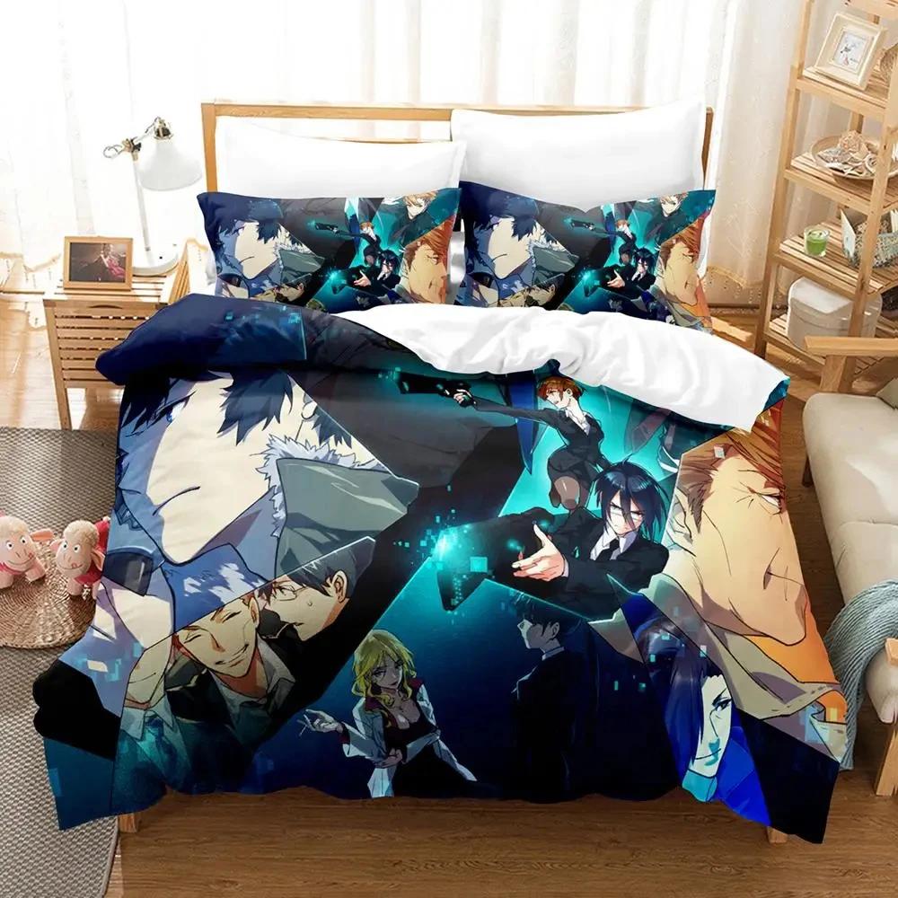 Psycho Pas Anime Single Double Quen King-Sized Dimensionsd Dimensions Bedspread Coverlet for Adult Peoples Young Boys Soft Duvet Cover Bed Linen Set