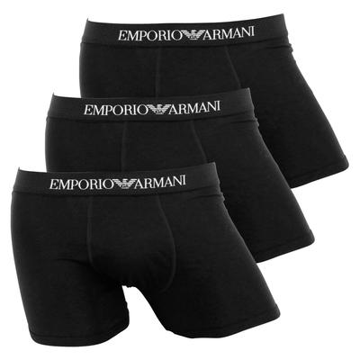 Emporio Armani Herren 3er-Pack Boxershorts, Lange Länge, Markenlogo, Unifarbe, Importiert