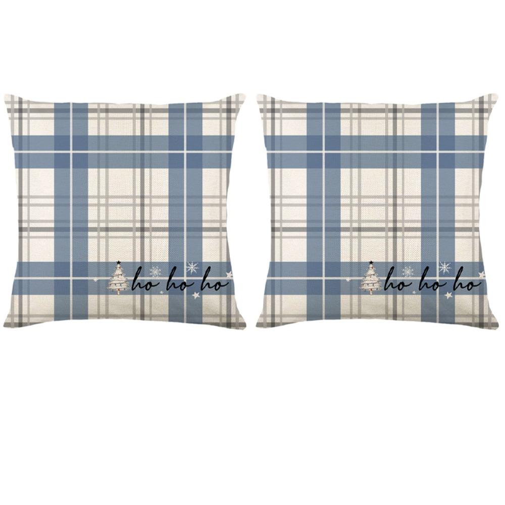 2Pcs Luxury Christmas Blue Cushion Cover Soft Snowman Pillow Shell Pillow