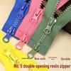 No. 5 Dual-Head Resin Zipper for Kids' Down Jacket Coat & Sleeping Bag with Long Puller Accessory