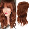 Body Wavy/Curly Hair Topper With Air Bangs For Women,Synthetic Hairpiece Clip in Hair Extension Add Volume Wig for Covering White Hair Hair Loss