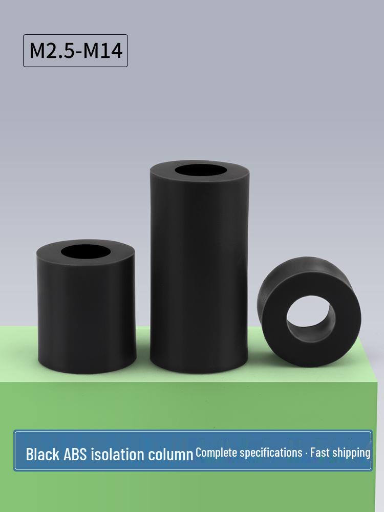 Black ABS Insulating Spacer for Straight-Through Posts, Round Sleeve, Round Hole Support, M2.5-M14