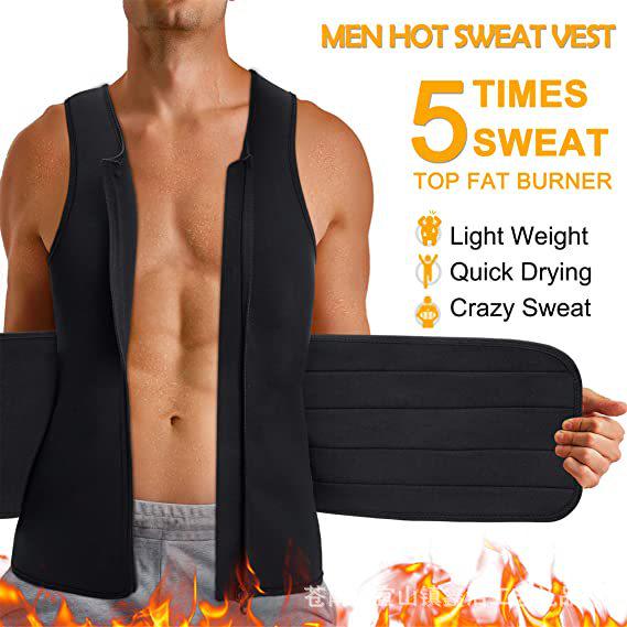 Men's Neoprene Sauna Zipper Waist Trainer Vest and Body Shaper Trimmer