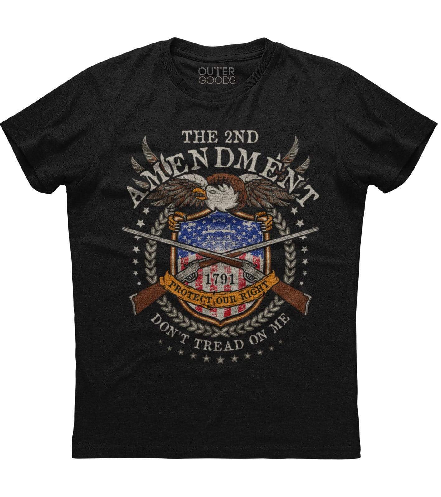 The 2nd Amendment Gun Printed Mens New Patriotic Trending Black T-shirt M