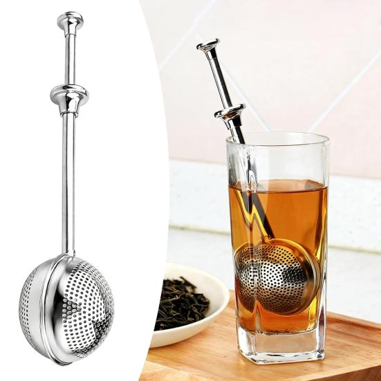 2/4Pcs Stainless Steel Tea Ball Long Handle Fine Mesh Tea Infuser Filter Strainer Food Grade Loose Leaf Steeper Tea Lovers Gifts