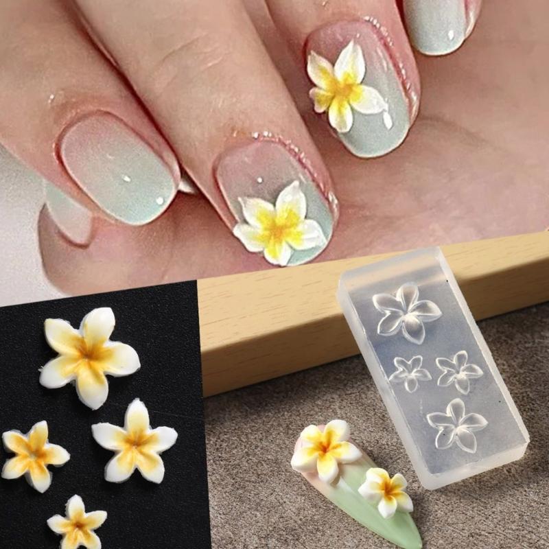 Flower Molds Nail Art Silicone Molds Stencils Manicure Template Plumeria Flower Nail Art Decorations Nail Carving Mould
