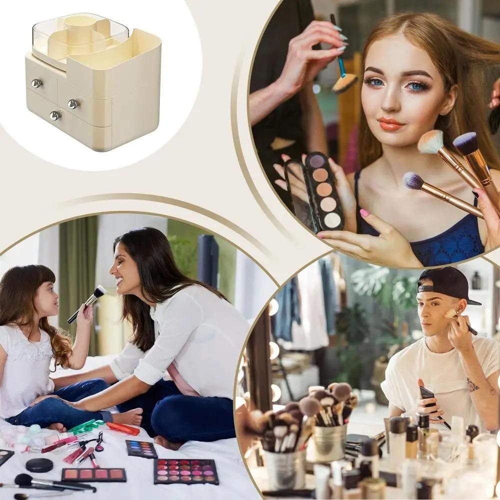 Cream Series Cosmetic Display Case Large Capacity Cosmetics Storage Box  Desktop Use