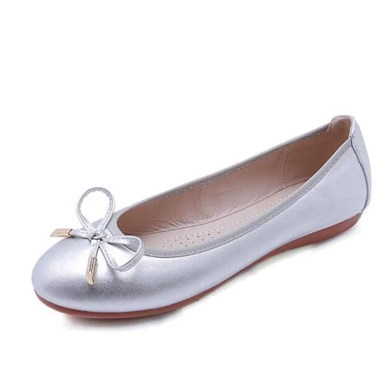 YAERNBig Size 42/43 Ladies Single Shoes Bowtie Flats Patent Leather Loafers Women Round Toe Roll-Up Shoes Woman Bridesmaid Flats