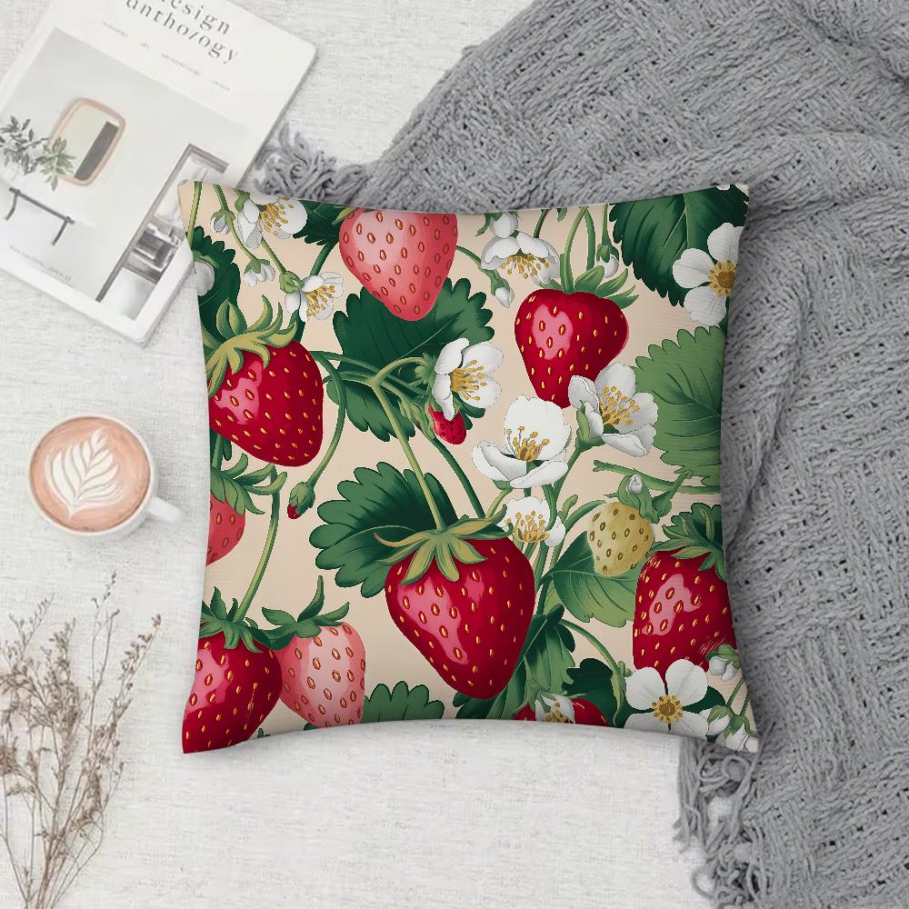 Cartoon Strawberry Pillow Case Square Double-Sided Printing Sofa Cushion Cover Pillowcase Bedroom Bedside