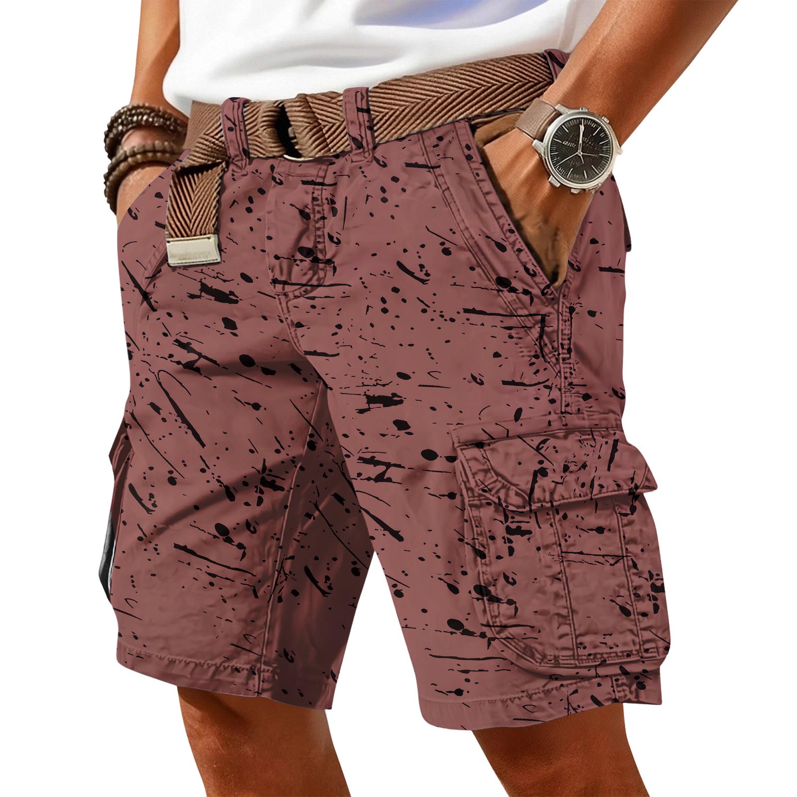 

Men s Casual Trend Ink Wash Printed Short Pants - Men s Multi-pocket Workwear Sports Shorts XL
