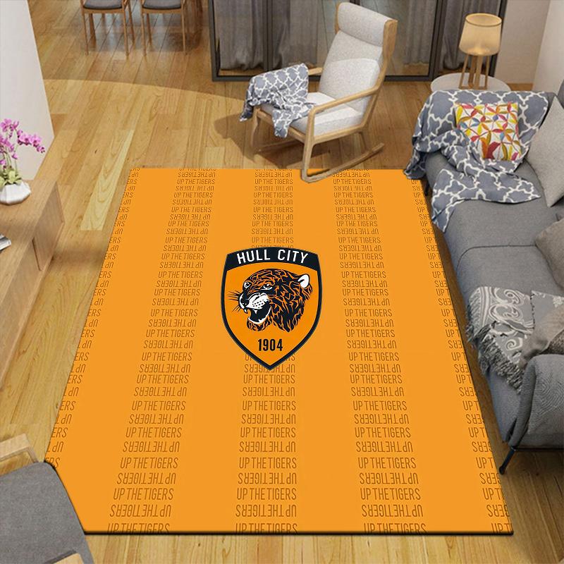 Hull City AFC Flannel Pattern Square Carpet,Area Rug,Carpet Rug for Living Room Bedroom Sofa Playroom Decor,Non-slip Floor Mat