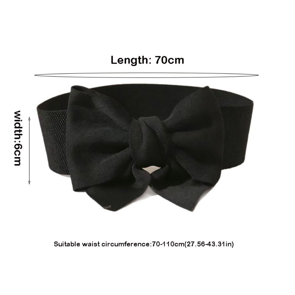Elegant Bowknot Waist Straps Solid Color Elastic Waist Belt Wide Adjustable Dress Belt For Dress Decorate Clothes Accessories