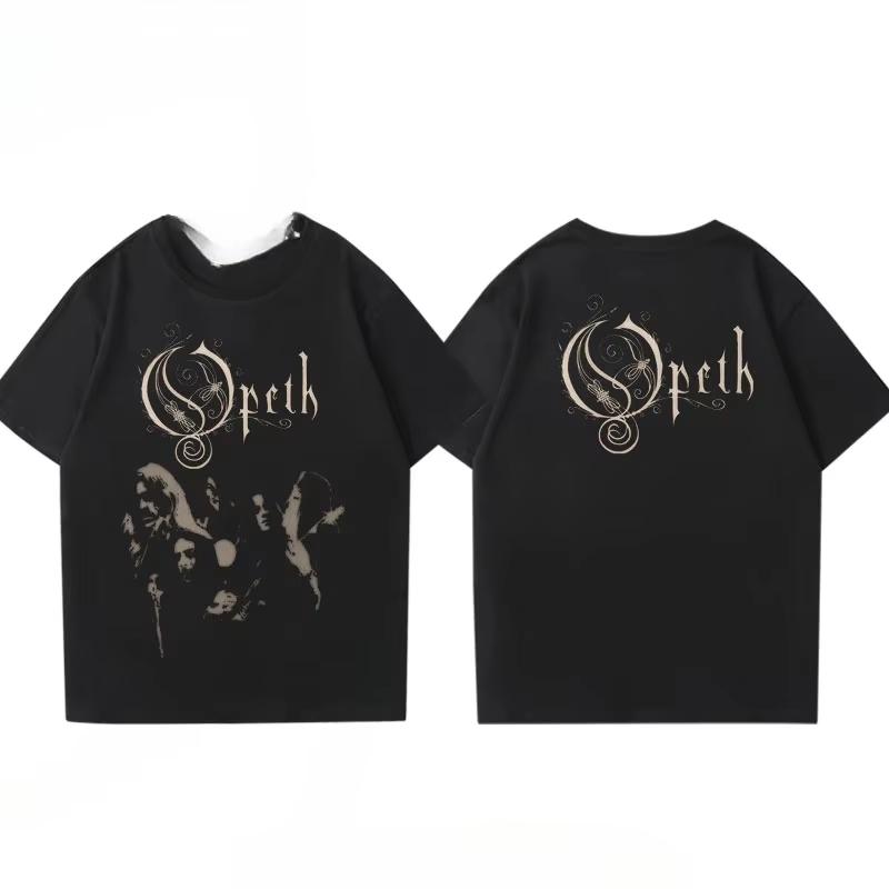 Vintage Progressive Death Metal Band Printed T-shirt for Men and Women Fashion Opeth Band Short-Sleeve Daily Wear Cool Top