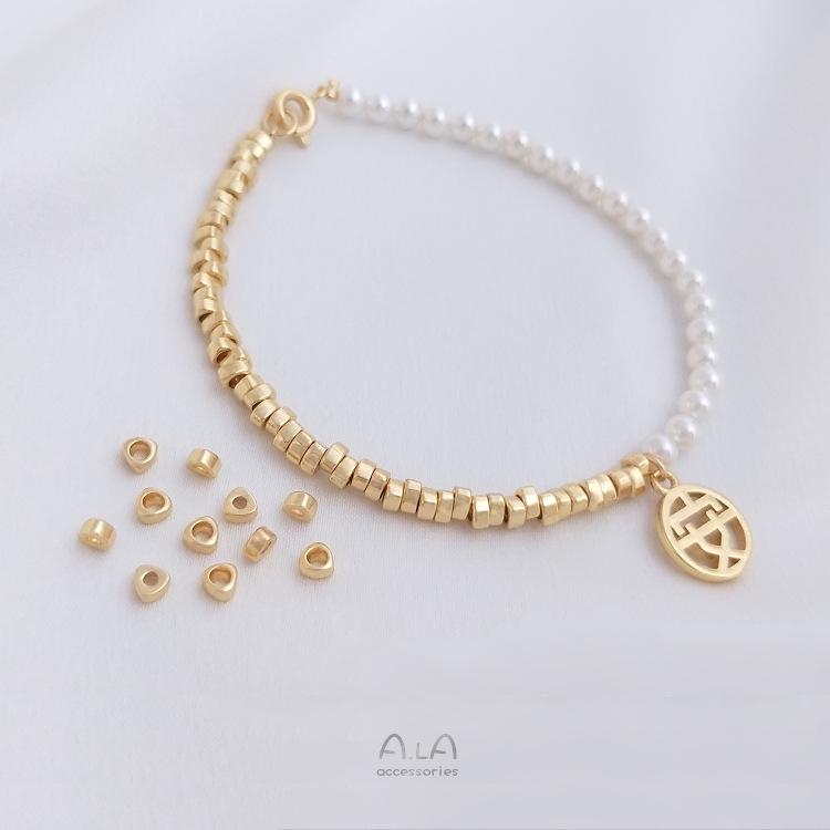 

14K Gold Filled Tiny Crushed Gold Beads: Copper-Plated Real Gold Triangle Spacers for DIY Bracelet Jewelry 2.5mm Small Crushed Gold Spacers [10 pieces]