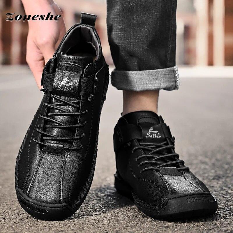 Pánské kožené boty na volný čas, tenisky, pánské kožené boty, pánské kotníkové boty, outdoorové boty