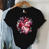 Watercolor Heart Floral Tshirt Women Funny Anatomical Graphic Tee Shirt Top Aesthetic Vintage Women Cardiology Nursing Tshirts