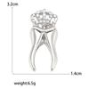 Enamel Teeth Pin for Women Unisex Rhinestone Cartoon Tooth Brooch Event Party Backpack Decoration Clothes Accessories