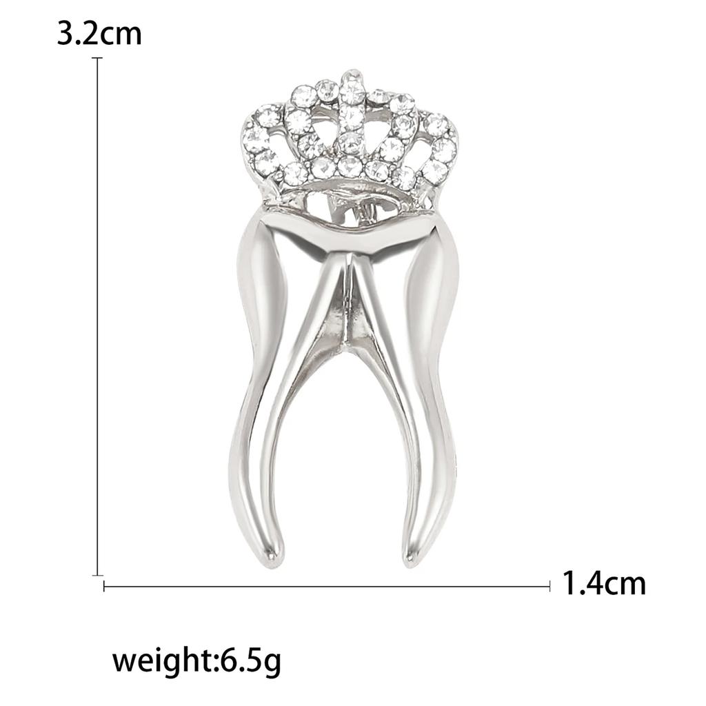 Enamel Teeth Pin for Women Unisex Rhinestone Cartoon Tooth Brooch Event Party Backpack Decoration Clothes Accessories