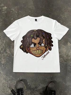 New Summer 2025 Fashion Cartoon Print T-shirt Loose Plus-size Short-sleeved Cotton Round-neck Streetwear for Men and Women