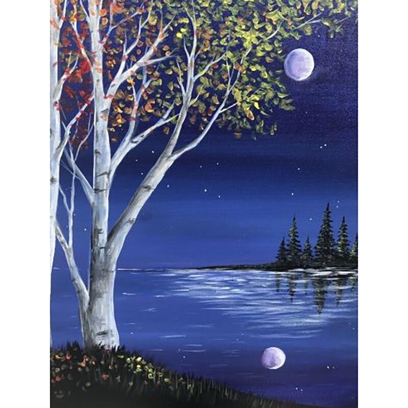 5D DIY Diamond Painting Moonlight  Diamond Embroidery Moonscape Cross Stitch Full Round Drill Home Decor Manual Art Gift
