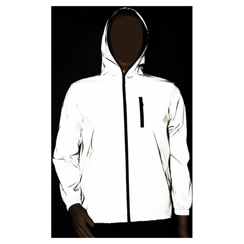 Men s Reflective Hooded Windproof Jacket for Spring and Autumn 4XL белый