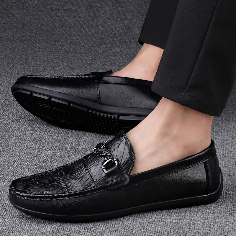 Fashion Men's Genuine Leather Loafers Classic Business Casual Slip-On Dress Shoes for Men Comfortable Stylish Office Work Formal Shoes