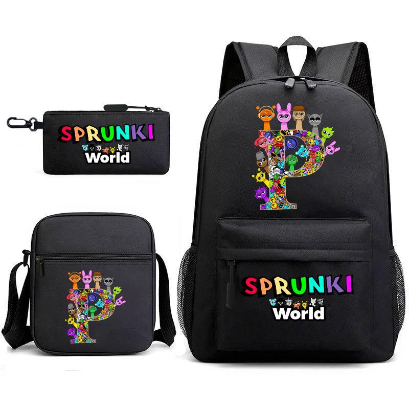 Rhythm Box Student School Bag Backpack Male Female Junior High School Three-piece Large Capacity School Bag