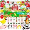 Farm Animal Birthday Decorations, 49pcs Farm Party Decorations Set-Farm Animal Balloons Head Hoop etc Farm Birthday Decorations Supplies for Kids