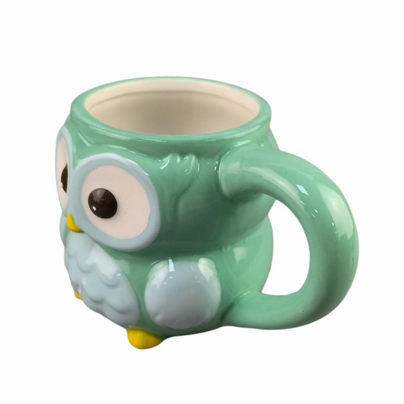Ceramic Owl Mug Hand-painted Cup Animal Shape 3D Coffee Cup Gift Cup