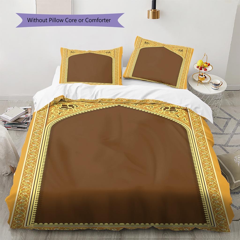 Muslim Pattern Bedding,Quilt Set Quilt Cover Pillowcase Home Birthday Gift (1 * duvet cover + 2 * pillowcase, without core)