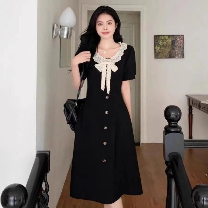 Hepburn Style Plus Size Bowknot Dress - Summer, Flaw-Hiding, Retro Slimming Skirt M