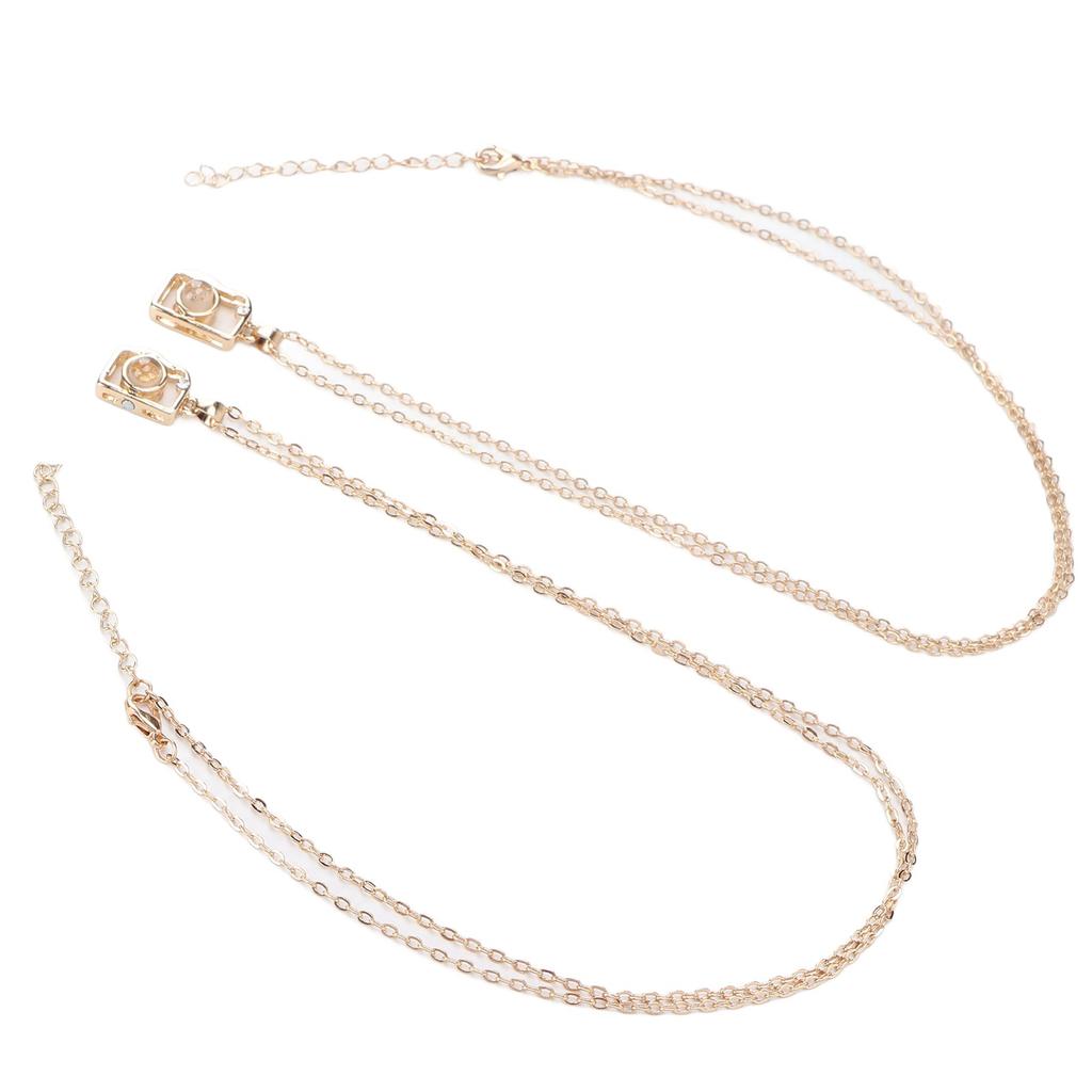 2pcs Camera Shaped Pendant Necklace Couple Simple Fashionable Magnetic Necklace Jewelry Accessories(Gold Gold )