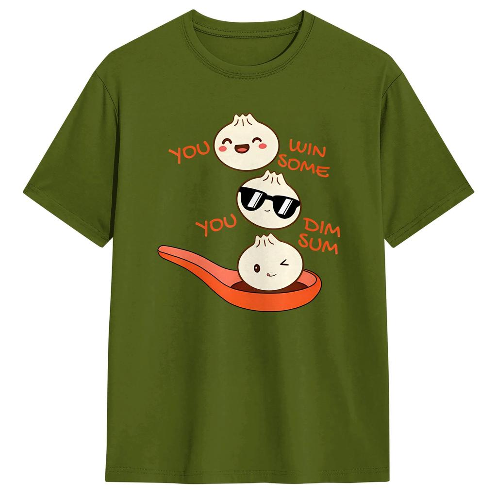 Unisexs Chinese Xiao Dumpling Food T Shirt YOU WIN SOME Cotton Tops Vintage Short Sleeve Crewneck Tee Shirt Big Size TShirt