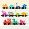 Magnetic Dinosaur Theme Wood Train Set Educational Toy For Early Learning And Hand Eye Coordination For Children